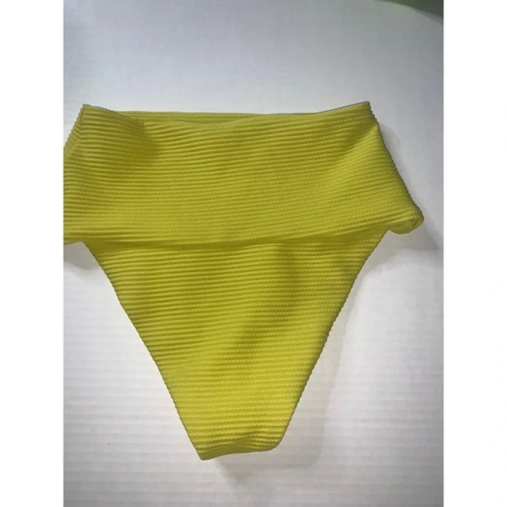 L SPACE Ribbed High Waist Bikini Bottoms Lime Green XS TP